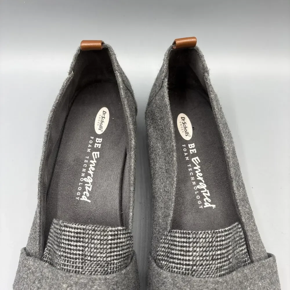 Dr Scholls Be Energized Webster Loafers Size 11 Gray Wool Tweed Academia Comfort